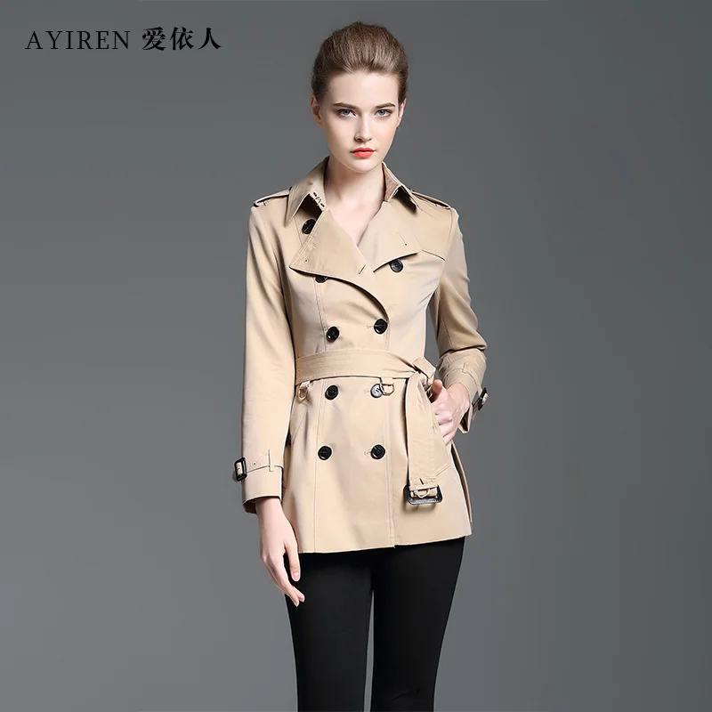 

Женская ветровка, новинка весны 2020, британская ветровка, Женский костюм с двойным воротником, маленькая Детская короткая облегающая женска...