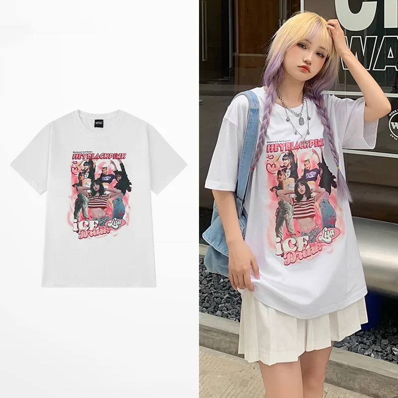 

Summer Ins Tide Brand Beautiful Girl Print T-shirts Men Hip Hop Skateboard Rock Band T Shirt Streetwear Kanye Tee Shirt Homme
