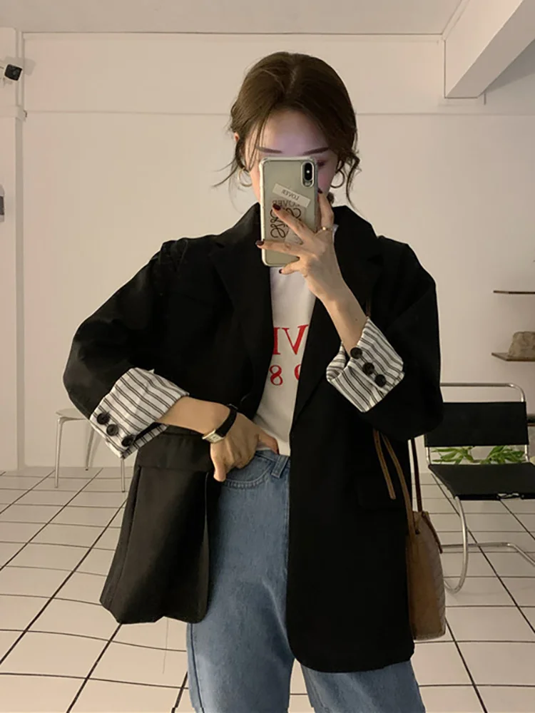 

Traf Zara 2022 Spring Autumn Blazer Women New Black Blazers Fashion Long-sleeved Suit Women's Jacket Loose Korean Woman Coat