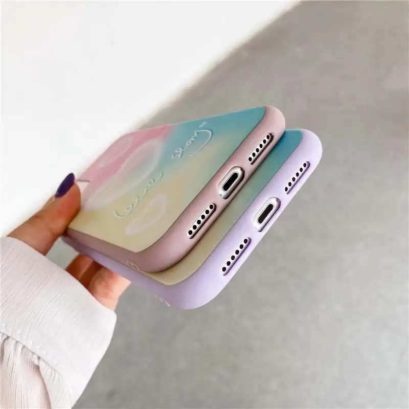 

Cute Gradient Love Heart Soft TPU Case For OPPO A9 A5 2020 A92S A8 A31 Reno Realme XT X2 X F11 A83 F9 A3S silicon Cover Shell