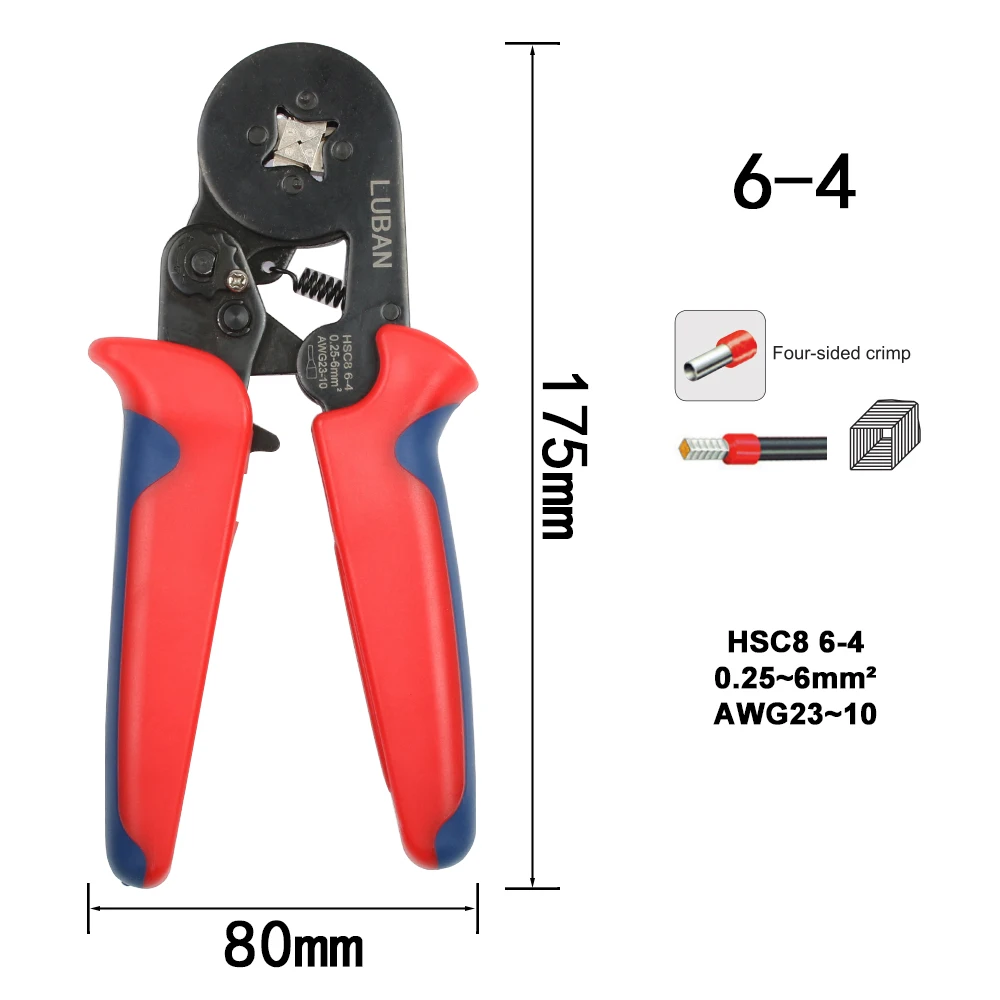 ЛЮБАНЬ HSC8 6-6А HSC8 6-6 МИНИ-TYPE саморегулируемых ОПРЕССОВКА ПЛОСКОГУБЦЫ 0.25-6 мм терминалов обжимной инструмент мини тип многофункциональные инструменты