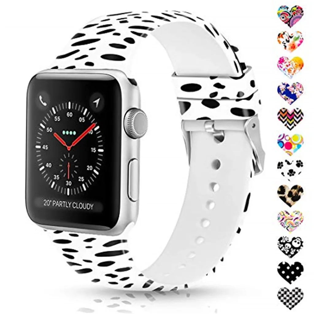 Yayuu полосы для наручных часов Apple Watch Series 4/3/2/1 мягкий силиконовый неувядающий с печатным рисунком сменный ремешок Спортивные smart watch полос
