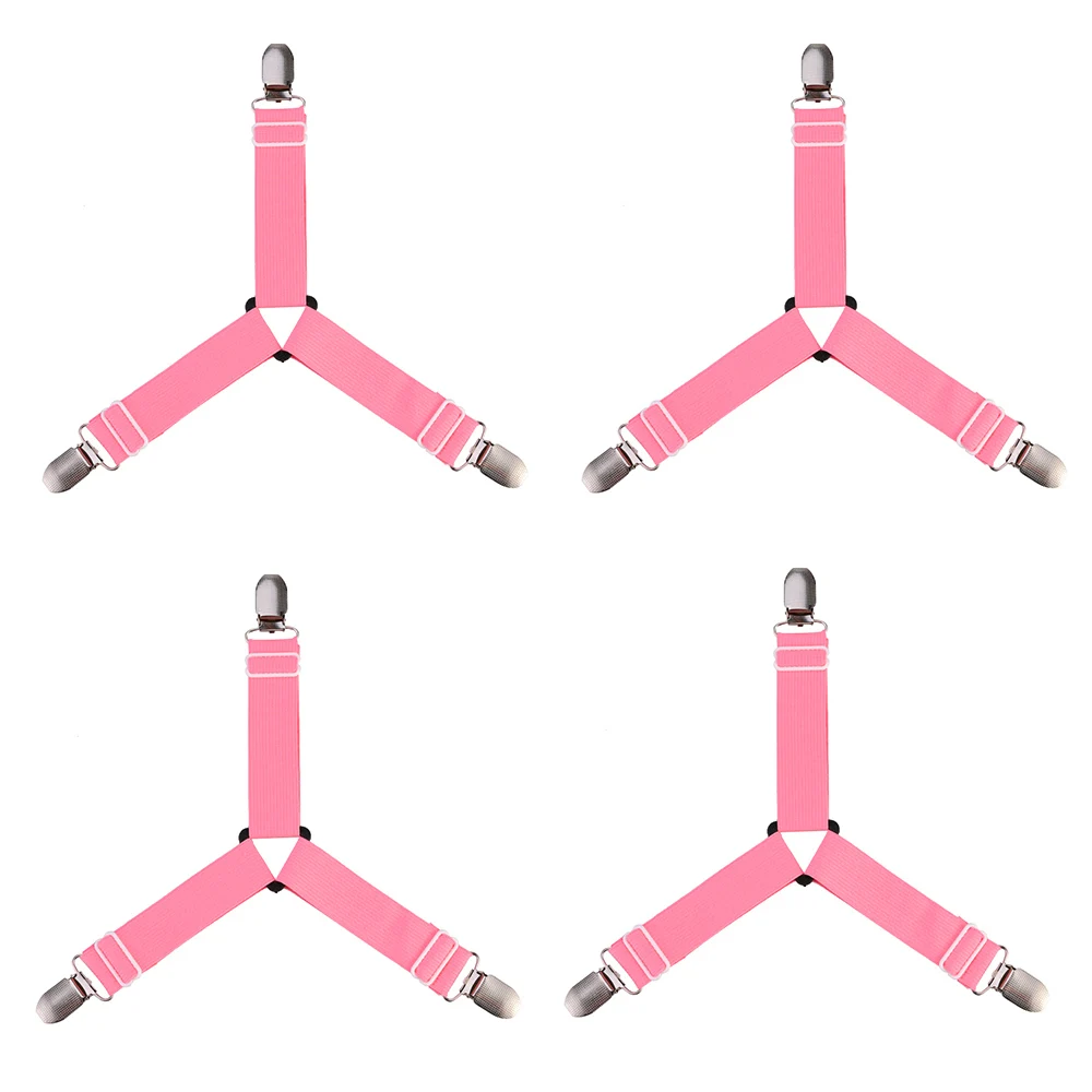 Pink 4 шт., зажимы для простыней, регулируемый эластичный Крепежный ремень, держатели для постельного белья, зажимы для простыней, матрац - Цвет: Pink