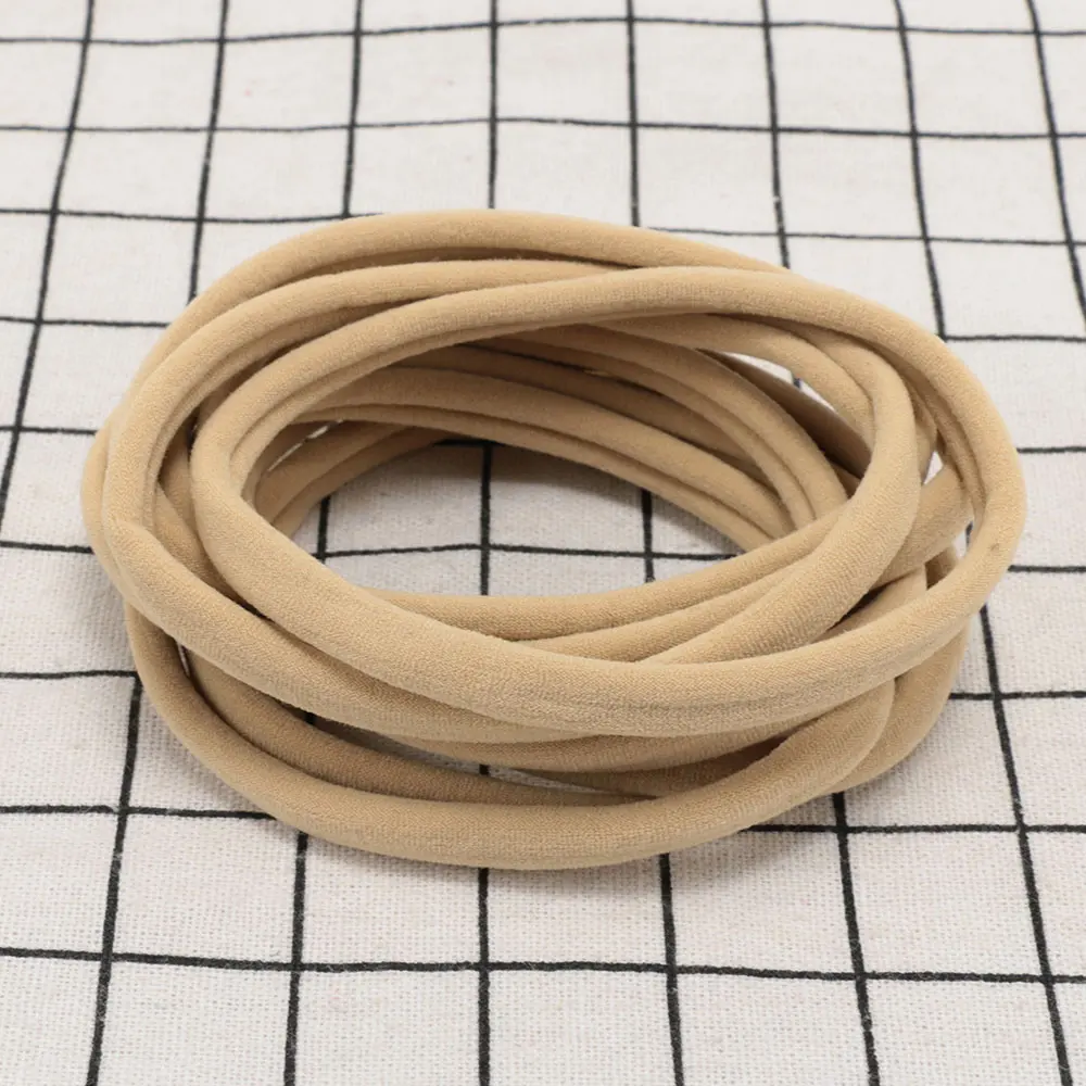 Khaki 10 шт Горячая распродажа Новые Твердые мягкие и гибкие эластичные бесшовные волосы повязка на голову аксессуары для головных уборов для девочек мальчиков женщин - Цвет: Khaki
