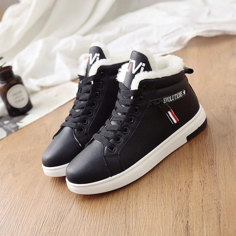 

2022 Winter Boots Women Ankle Boots Warm PU Plush Winter Woman Shoes Sneakers Flats Lace Up Ladies Shoes Women Short Snow Boots