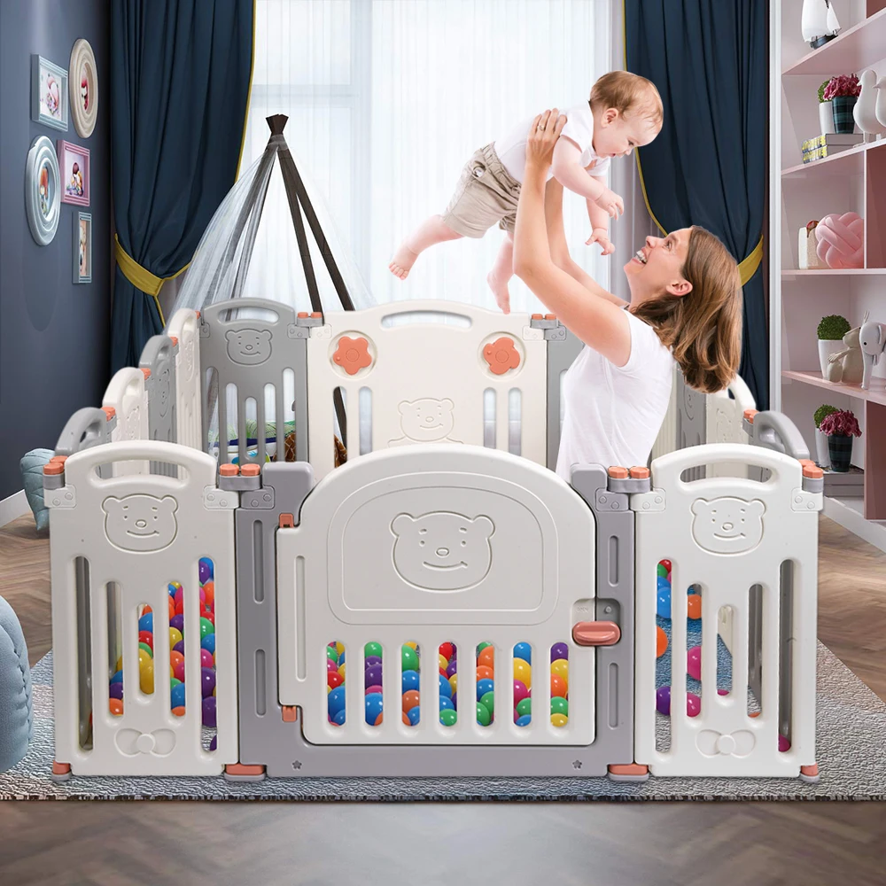 Corralito plegable para beb&eacute;, muebles de seguridad para actividades, patio, casa, patio interior y exterior, parque de Arena, PISCINA DE BOLAS seca-0