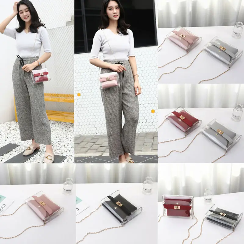 Новая женская прозрачная сумка через плечо кошелек с золотой цепочкой | Багаж и