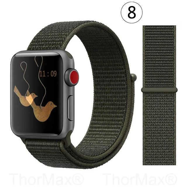 Ремешок для часов Apple Watch 4 серии 5 4 3 мягкий легкий дышащий нейлоновый спортивный ремешок 38 мм 42 мм 40 мм 44 мм Ремешки для наручных часов - Цвет ремешка: 8-Cargo Kahki