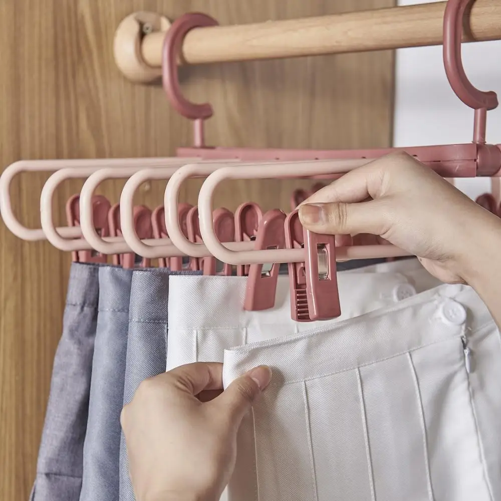 

Non-Slip Clothes Hanger Plastic Drying Rack Support Circle Clothespin Wardrobe Pants Trouser Clamp Coat For Balcony Bathroom