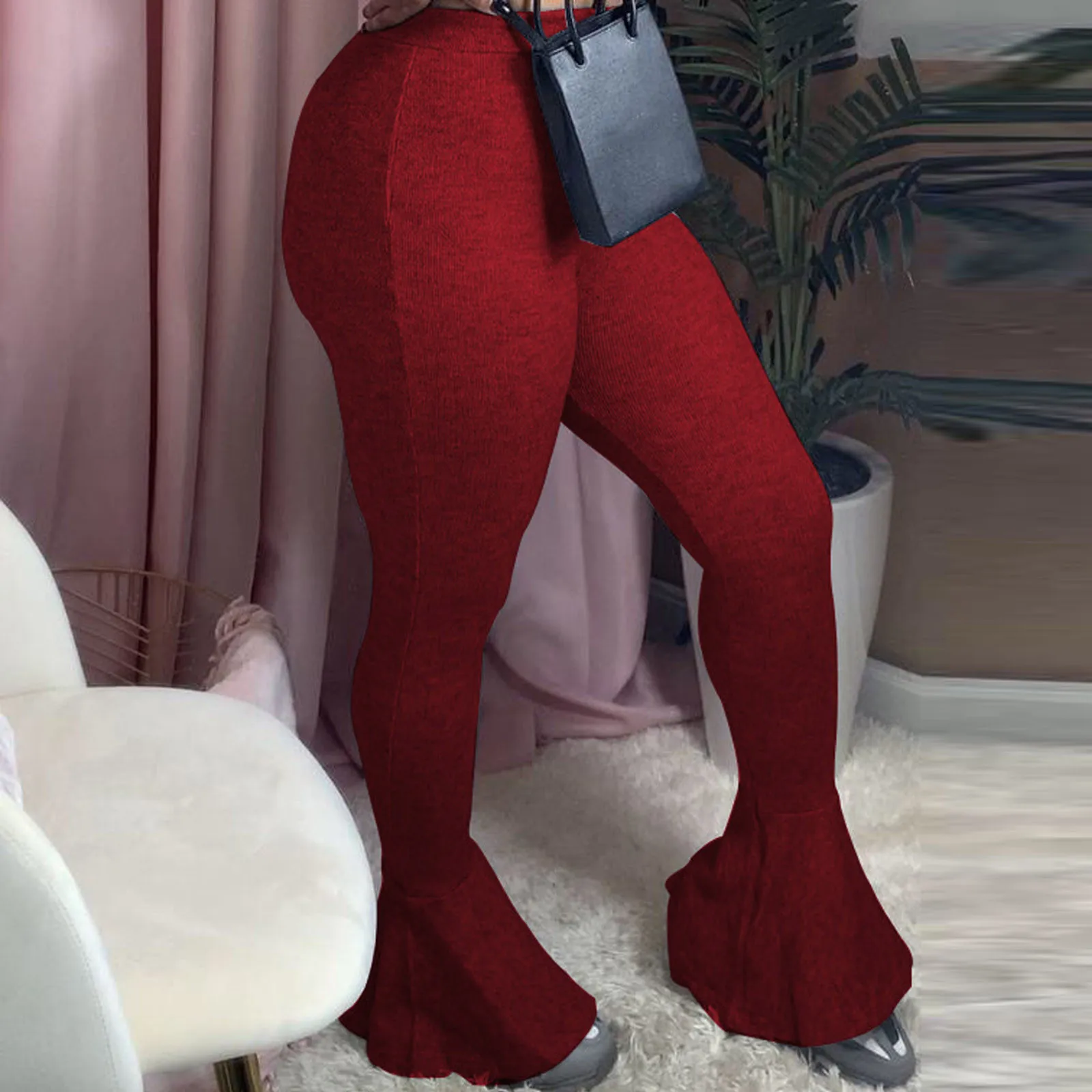 

Flare Pants Women Fashion Fashion Sexy High Waist Slim Solid Sheath Wide Leg Pants Long Trousers Free Ship