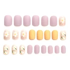 Накладные ногти ярко-розового цвета, цветочный клей с полным покрытием для девочек, самоклеящиеся накладные ногти для девочек, советы по маникюру, Прямая поставка