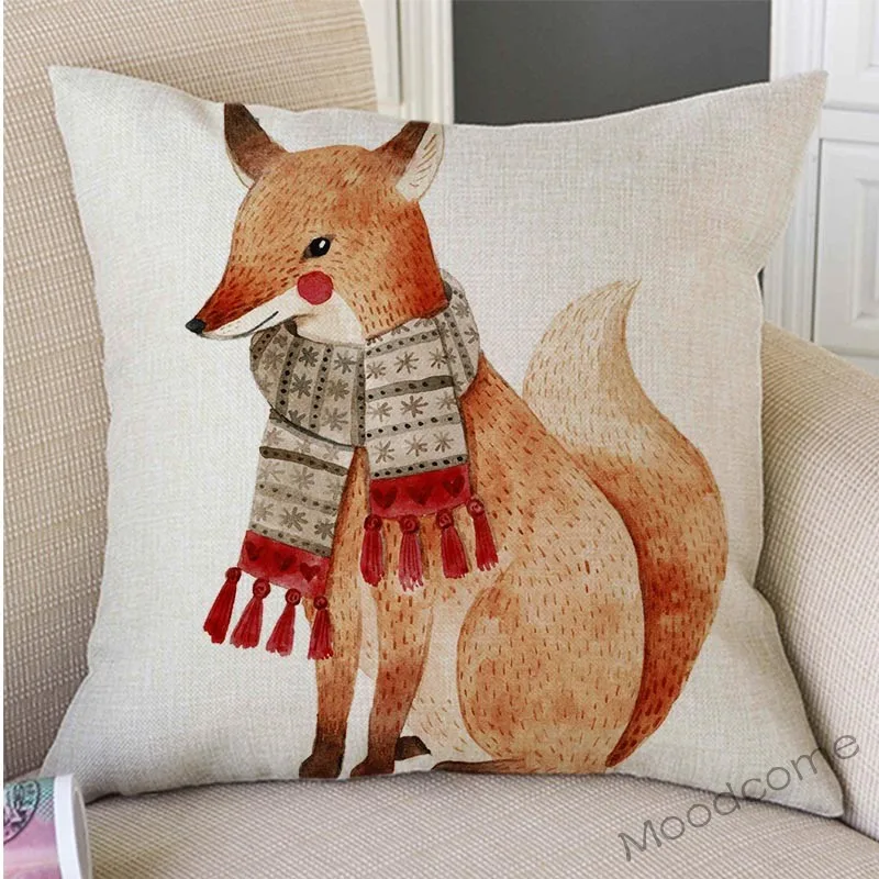 Милый Рождественский чехол с изображением лесных животных совы лисы медведя