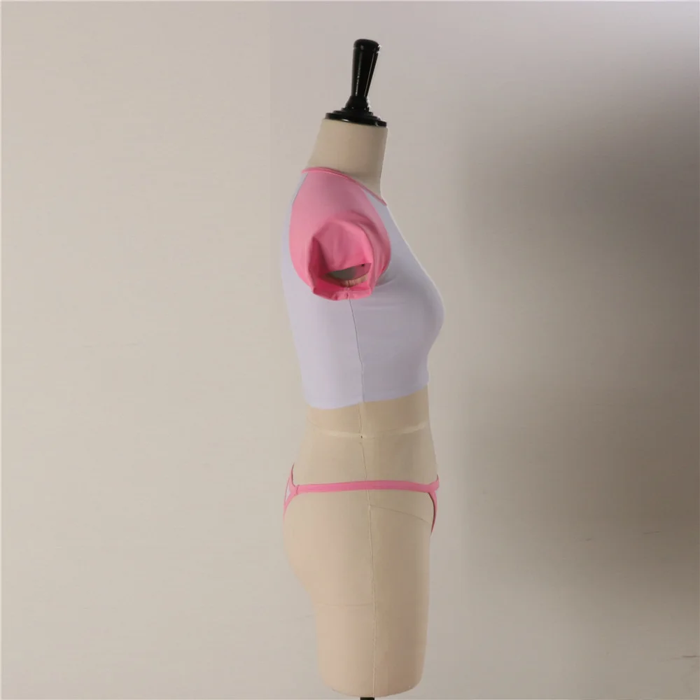 

2021 New Korean Solid Pink Green Color Bikini Sexy Swimwear Set Open Back Cover Belly Slimming Sleeves Conservative Swimsuit