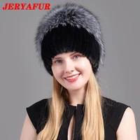 jeryafur women fur hats fluffy winter warm knitted natural mink fur hats fashion top hats women natural fur hats