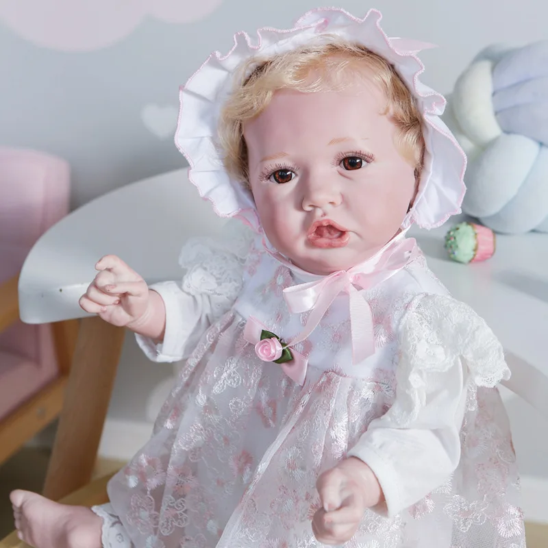 

Реалистичная кукла-младенец для девочек, 22 дюйма, светлые волосы для малышей, популярная кукла Saskia, подарок на день рождения для детей, девоч...