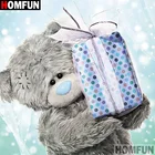 Алмазная 5D картина HOMFUN, полноразмернаякруглая картина мультяшный медведь в подарок, алмазная вышивка сделай сам, домашний декор, A00454