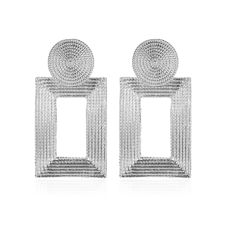 02 silver Модные массивные серьги-капли для женщин, массивные большие геометрические металлические серьги, Женские Висячие серьги, современные ювелирные изделия - Окраска металла: 02 silver
