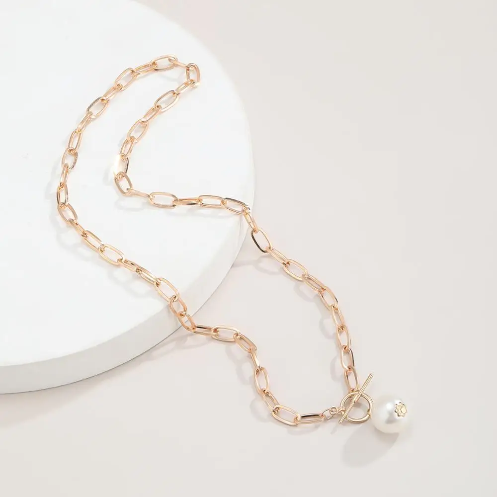 Ожерелье-чокер женское с бусинами в стиле Kpop жемчужная подвеска барокко |