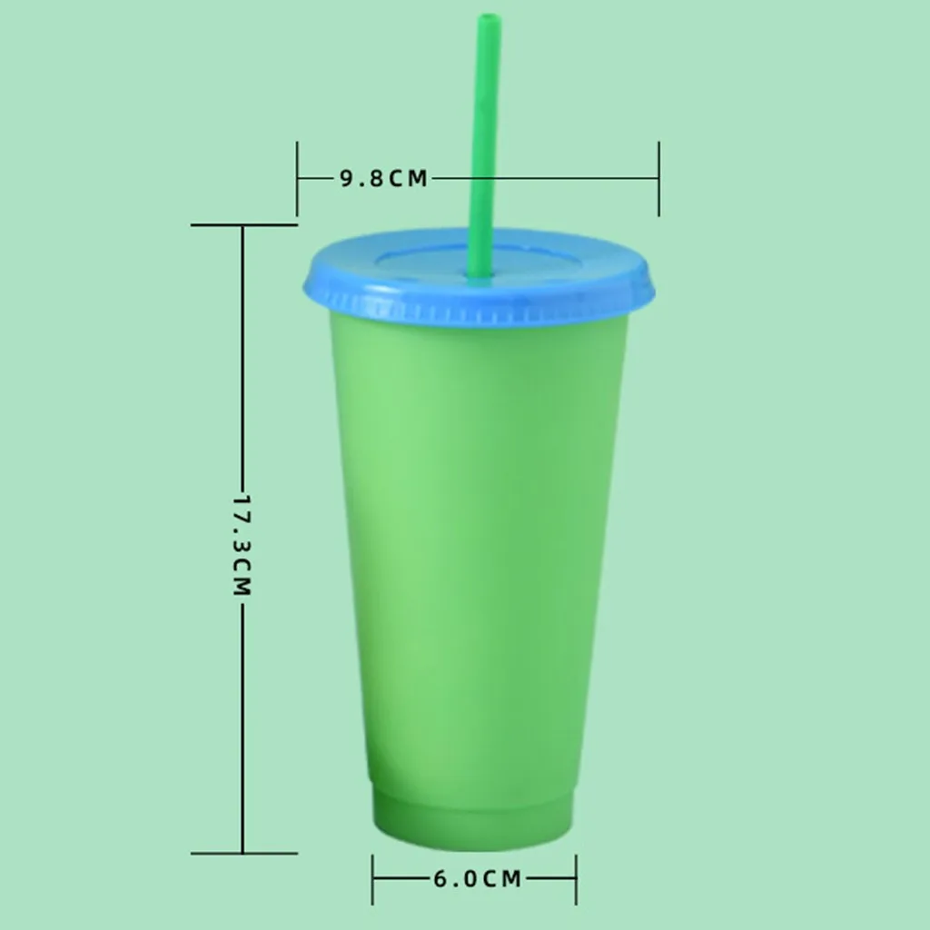 5 шт многоразовые бутылки для воды с соломинкой изменение цвета холодные чашки