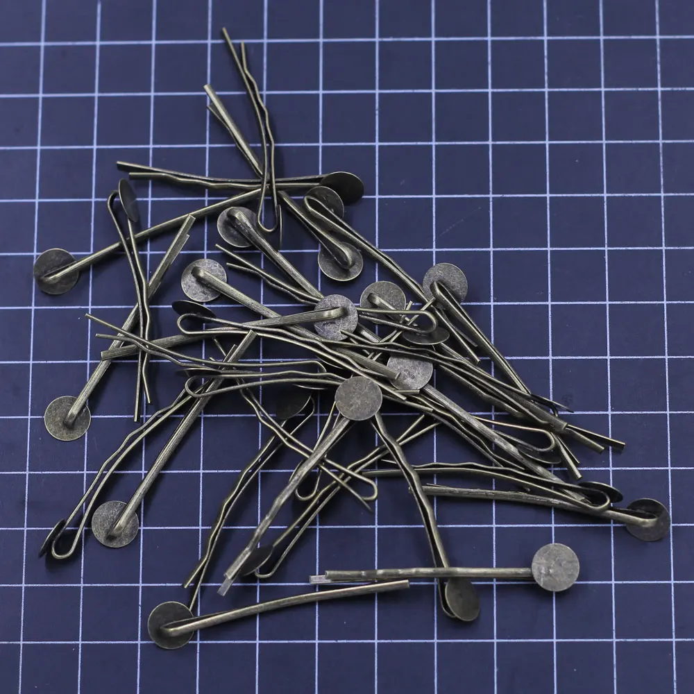 500Pcs Hair Clips Barrettes Disc Classic Alloy Bobby Pins Bronze Tone Jewelry DIY Findings 44x8mm