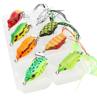 8pcsbox frog silicone fishing soft lure topwater small artificial soft bait ray frog fishing tackle boxed set lifelike lure