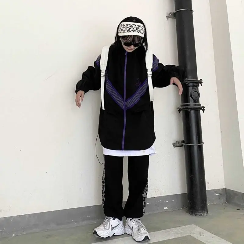 

2021 Spring Autumn Goth Pants Women Wide Leg Streetwear High Waist Oversized Trousers Womans Straight Couple Clothes Punk Pants