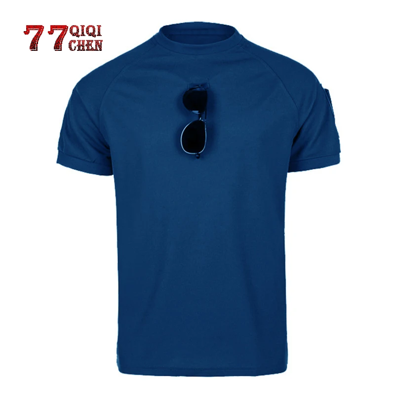 

Быстросохнущие мужские футболки, летняя тактическая армейская футболка с круглым вырезом, Мужские дышащие военные свободные футболки с ка...