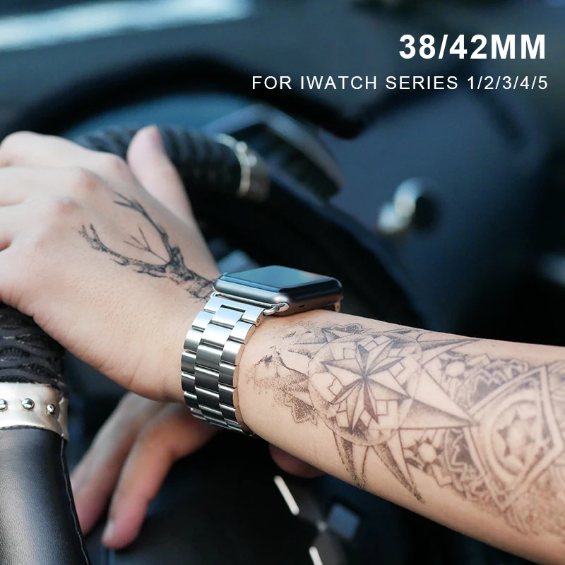 Ремешок из нержавеющей стали для Apple Watch 42 мм серия 5 4 3 2 1 сменная классическая версия для iWatch ремешок 38 мм металлический ремень