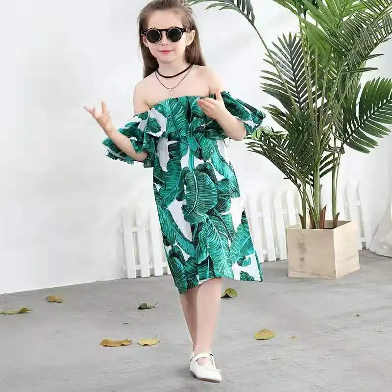 Летние Детские платья для девочек детское зеленое платье принцессы с оборками и