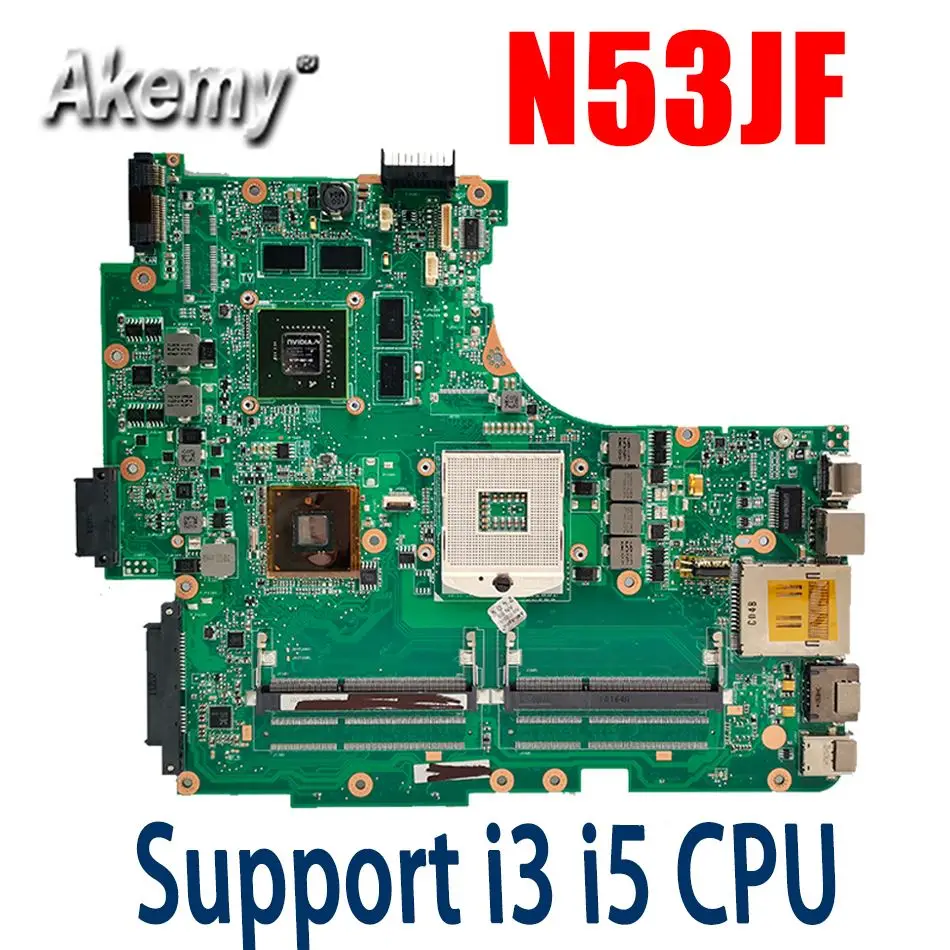 

Для материнской платы ноутбука ASUS N53J N53JF N53JN N53JL N53JG HM55 W/ GT425M 1G 2 * RAM слот для материнской платы поддержка процессора i3 i5