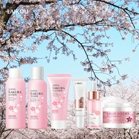 cherry blossoms 6pcs face skin care repairing anti aging anti wrinkle moisturizing whitening face tonic cream set