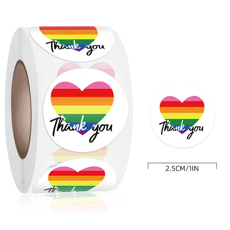 

500pcs Label Roll Flower Feather Thank You Sticker Scrapbook Gift Decoration Stationery Sticker Seal Label Handmade Sticker