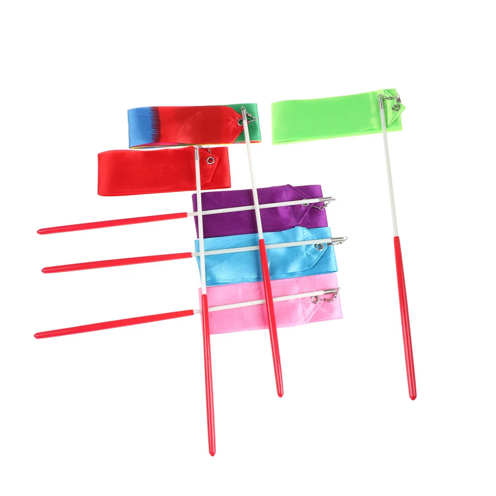 

2M Professional Colorful Gym Ribbons Dance Ribbon Rhythmic Art Gymnastic Ballet Streamer Twirling Rod Stick For Gym Training