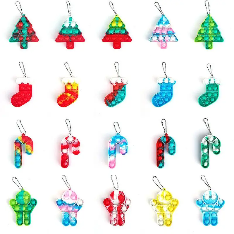 

Christmas Mini Pop Et Fidget Toy Keychain Hanging Anti Stresss Relief Anxiety Sensory Squeeze Bubble Squeeze Toys for Children