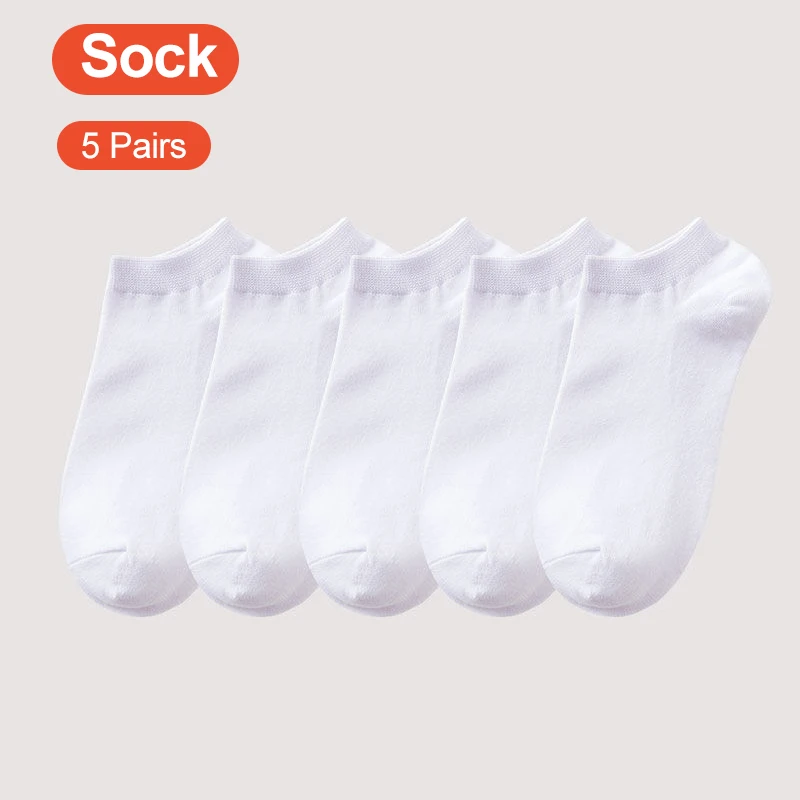 

5 Pairs Summer Men's Cotton Socks Invisible Socks Breathable Deodorant Solid Color All Cotton Low Cut Invisible Boat Socks Men's