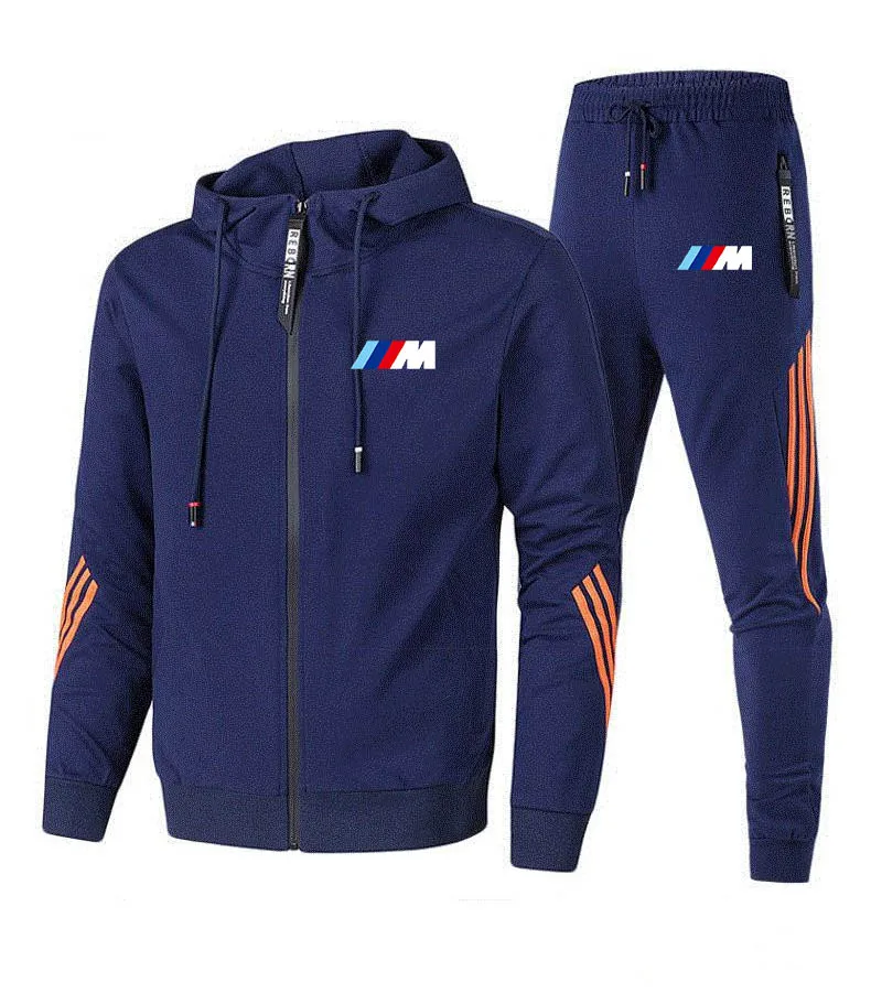 

Tracksuits Men Polyester Sweatshirt Sporting Fleece 2020 Gyms Spring Jacket + Pants Casual Men's Track Suit Sportswear Fitness