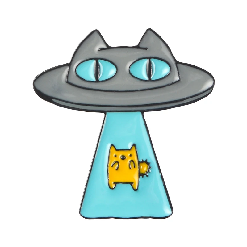 Crazy Alien эмалированные булавки романтическая Вселенная НЛО планета самолет космическое пространство дирижабль значки металлические нагрудные булавки для одежды рюкзак - Окраска металла: 5