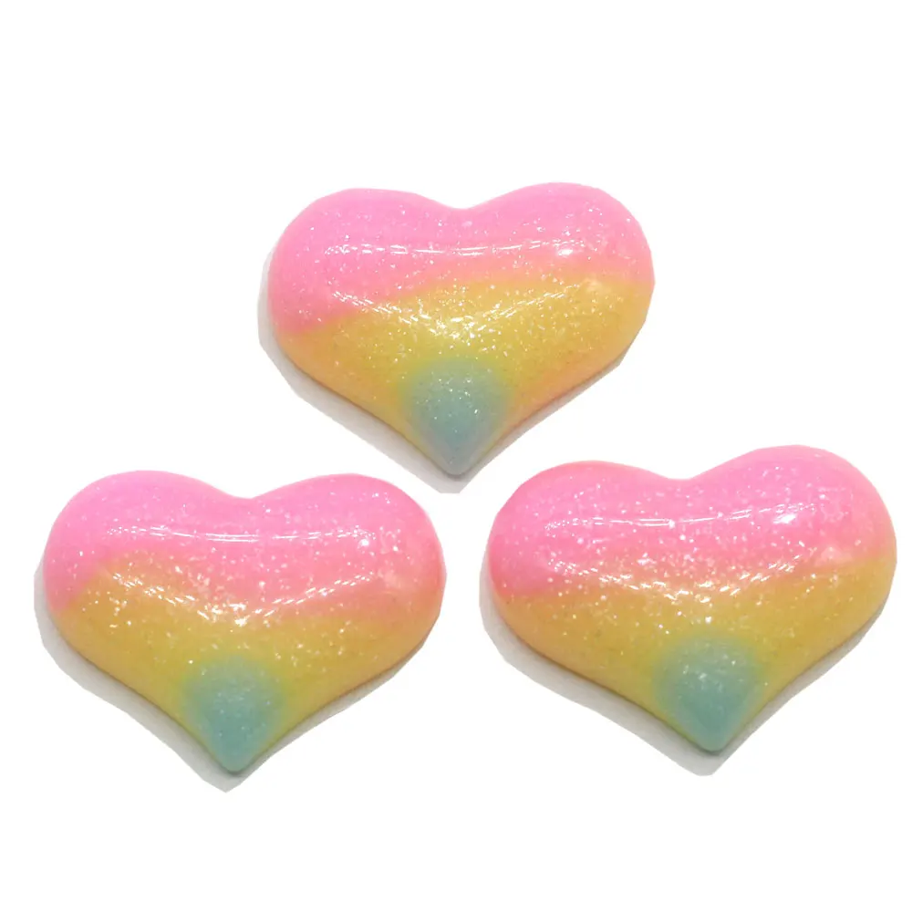 

Милые Носки с рисунком радужных с блестками «любящее сердце» полимерные Стразы плоские с оборота кабошоны украшений Сделай Сам DIY бигуди дл...