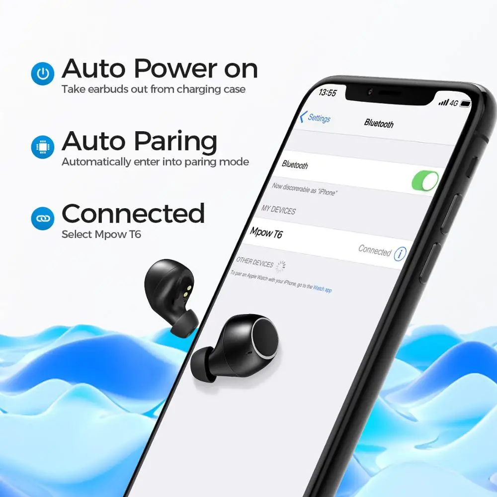 Mpow T6 Беспроводные наушники с уникальным сенсорным управлением Bluetooth 5 0 21H Playtime 3D