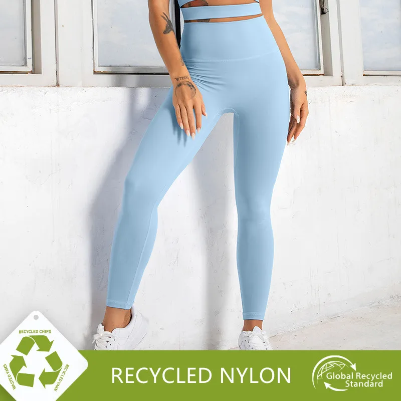 

Eco-friendly Recycled Nylon High Waisted Workout Yoga Pants Women Second Skin Feel Exercise Leggings Fitness Sports Tights