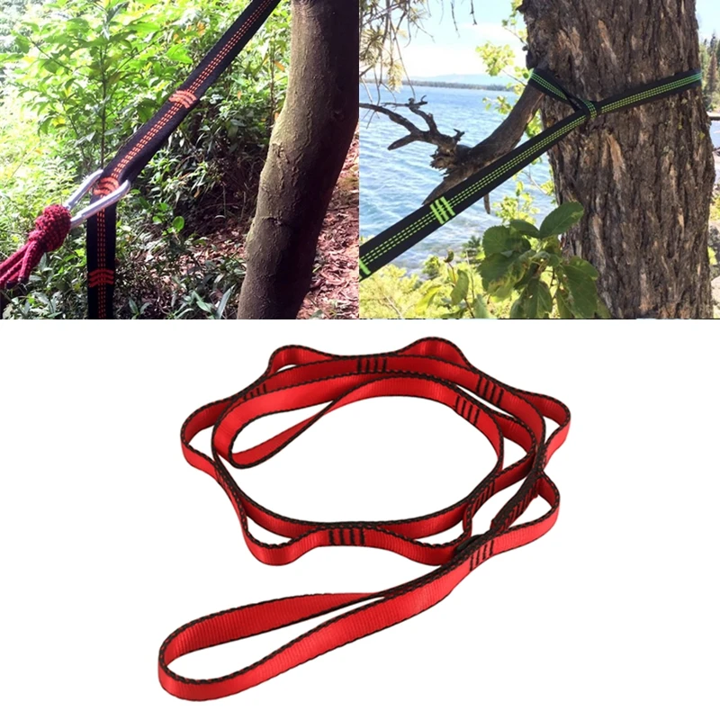 

1PCs Portable Nylon Webbing Climbing Rope Outdoor Tree Hanging Hammock Strap High Load-Bearing Durable Camping Travel Sling