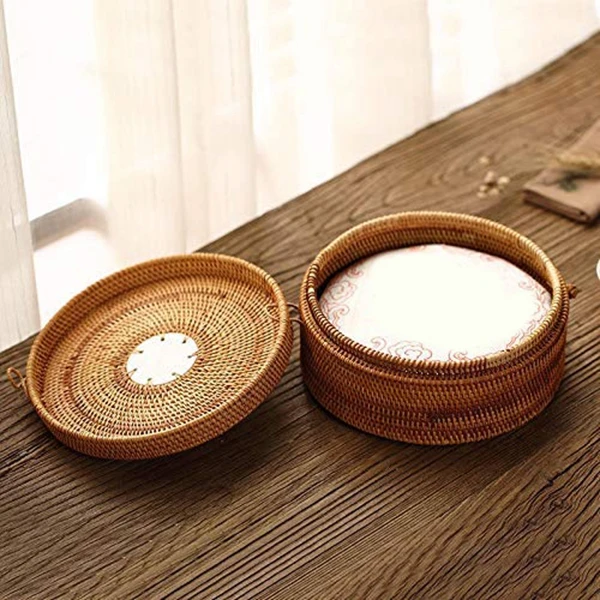 Handmade Rattan Puɾr Tea Cake Storage Box Can Kitchen Container | Дом и сад