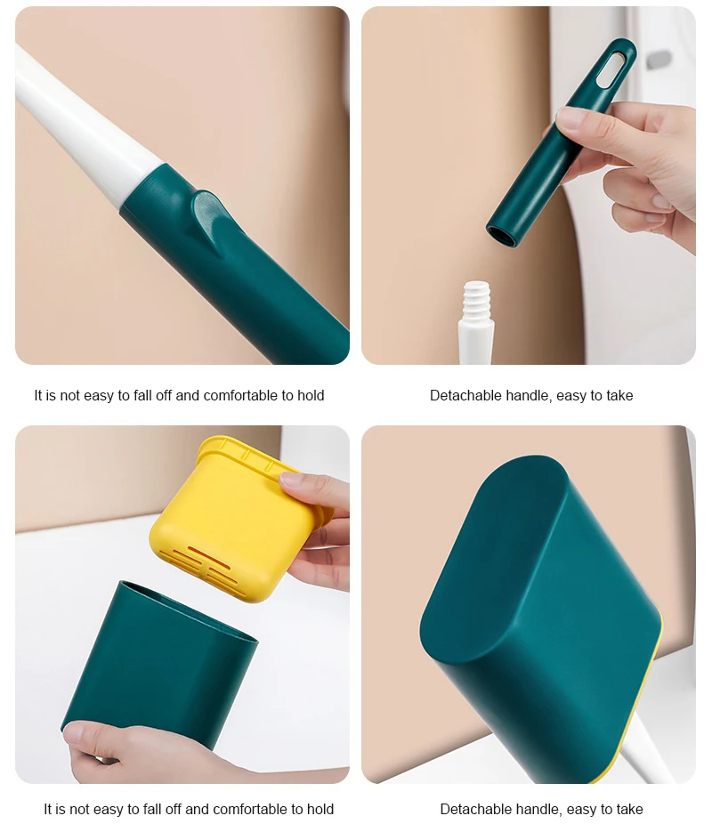 

Removable Handle Silicone Toilet Brush With Long Handle Gap Soft Toilet Cleaning Brush Wall-mounted Cleaning Kit WC Accessories