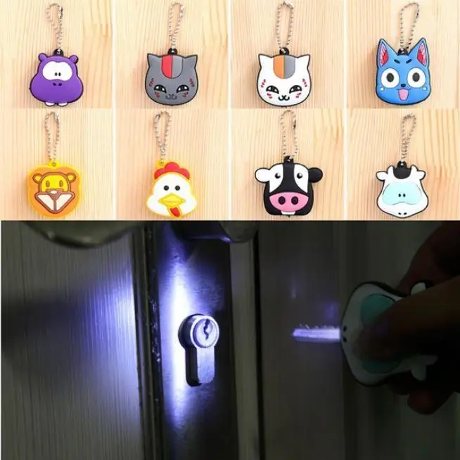 Брелок для ключей с милым мультяшным животным мягкий чехол модный светодиодный