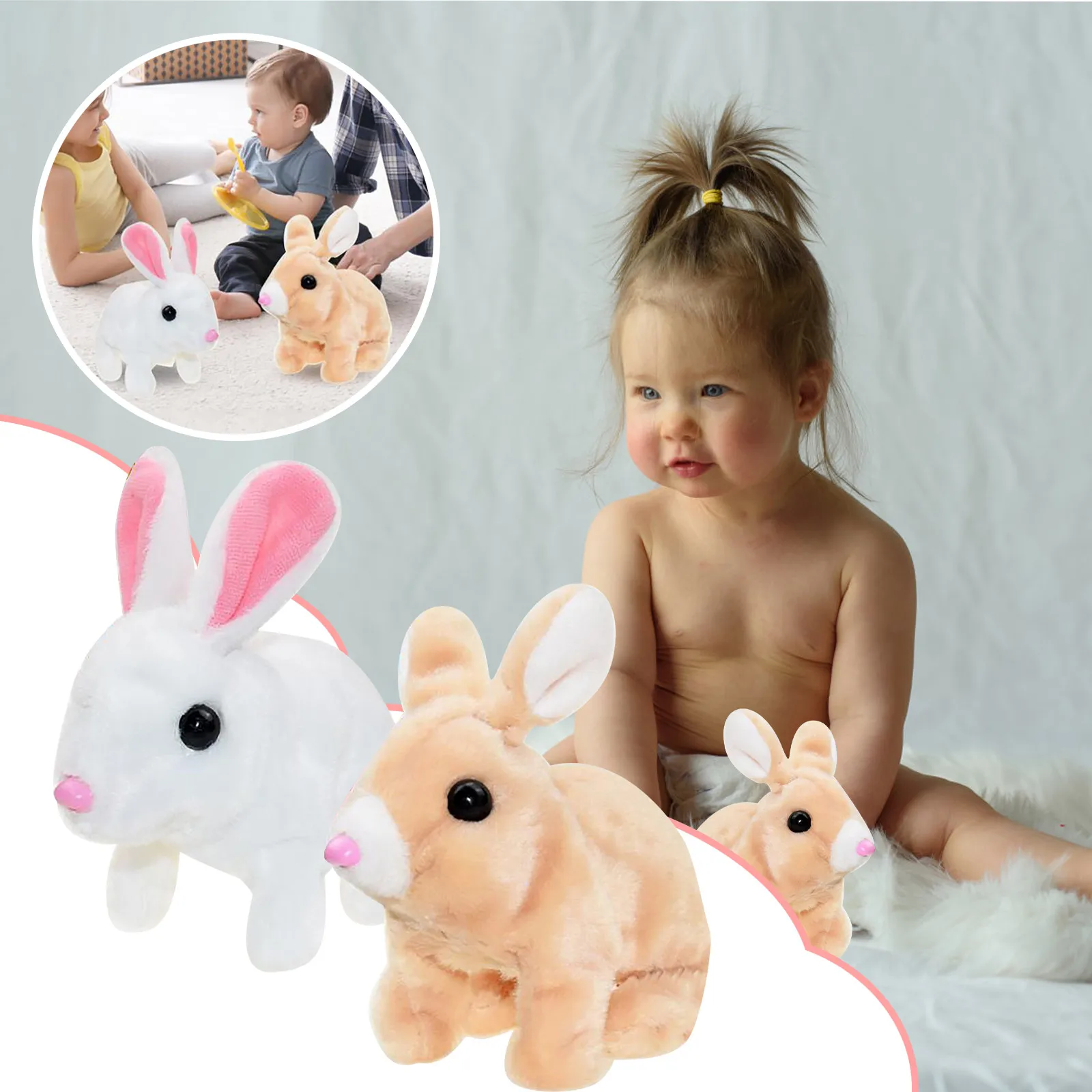 

Электрический плюшевый кролик, движущийся интерактивный и реалистичный, чтобы звук качался, пасхальные подарки для детей, товары для вечер...