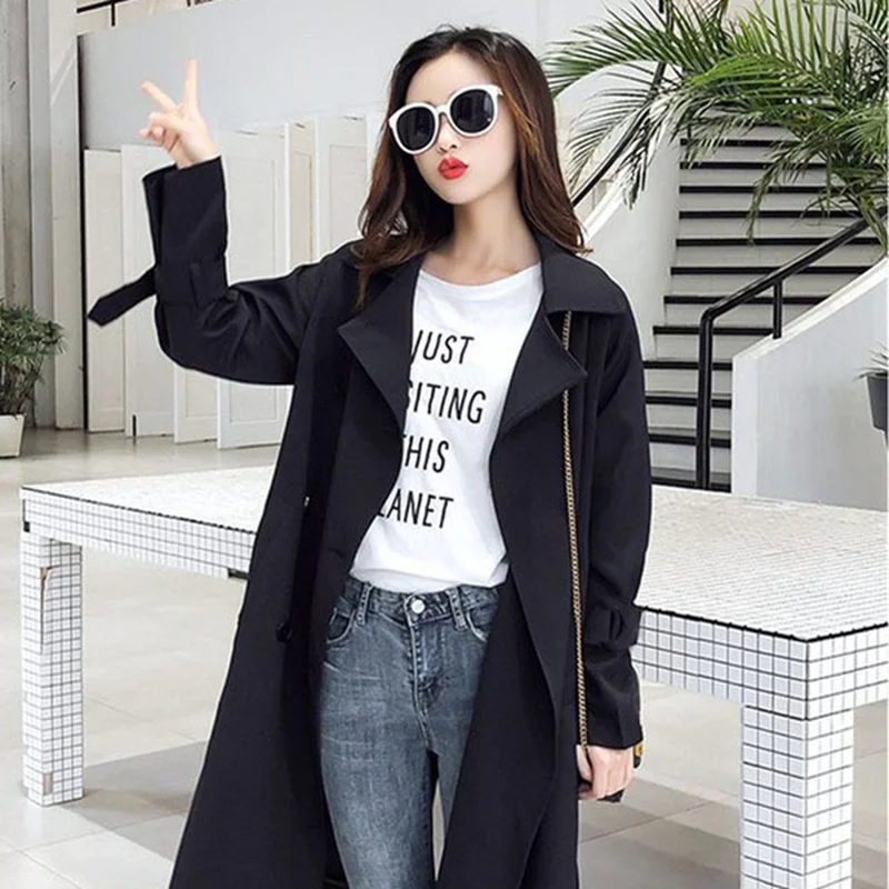 

GOOHOJIO 2020 New Casual Autumn Long Sleeve Overcoats Clothes Oversized Office Lady Trench Coat for Women Vintage Female Tops