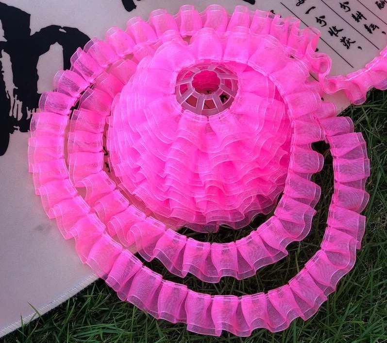 Продажа по двору доступно 8 цветов двухслойная плиссированная отделка из органзы