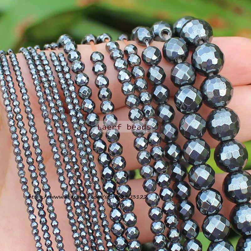 

Very Shining ! Natural Hematite Faceted Round 2-12mm Loose beads, For DIY Jewelry making !