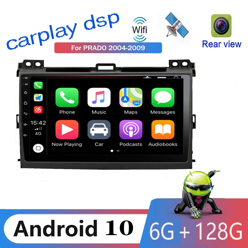 

Car DVD For Toyota Land Cruiser Prado 120 2004-2009 Car Radio Multimedia Video Player Navigation GPS Android 10.0 carplay AM FM