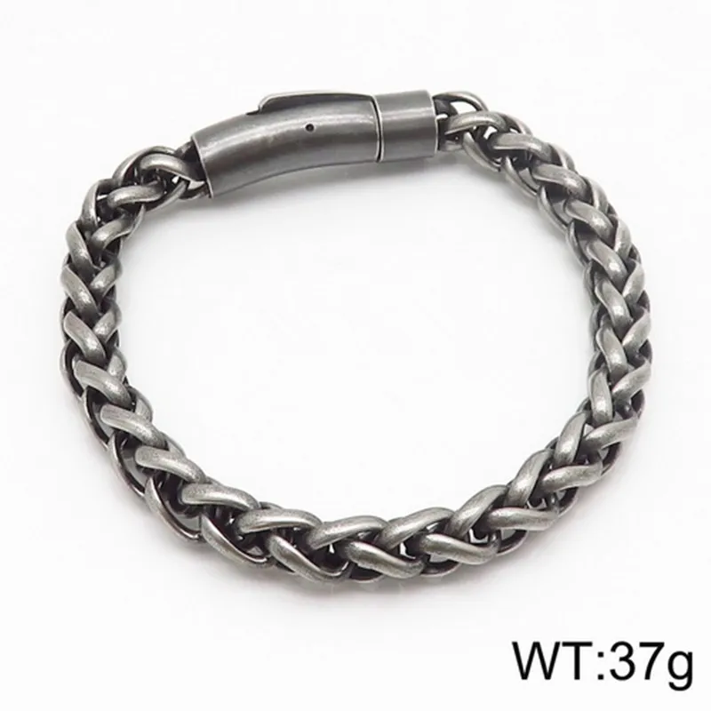 2019 модный мужской плетеный браслет из нержавеющей стали черного цвета модные
